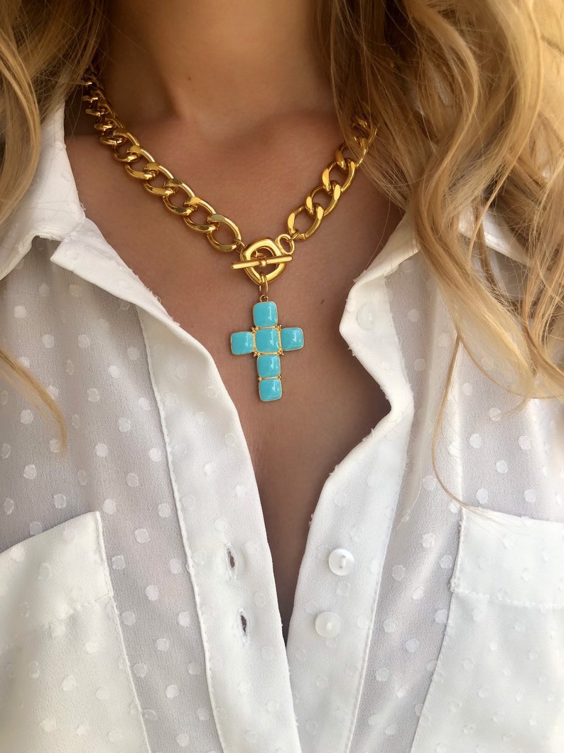 Gold Cross Necklace, Gold Chain, Cross Necklace, Cross Jewelry, Made in Greece. image 7