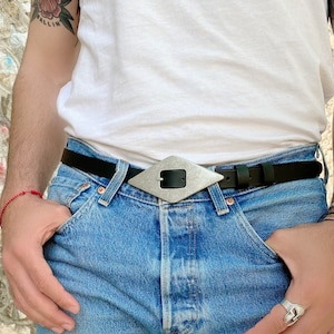 Silver Rhombus Buckle Belt, Mens Belt, Black Leather Belt Men, Handmade Belt, Gift for Him, Made from Real Genuine Leather in Greece.