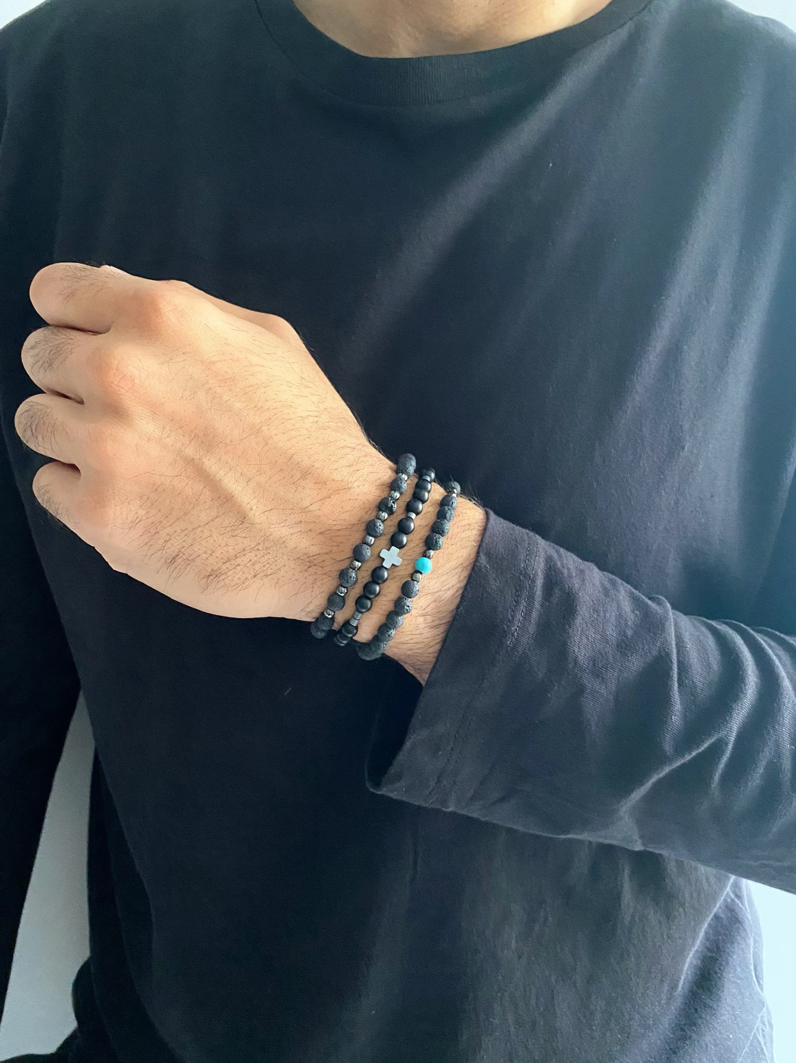 Men's Bracelet Black Beads Bracelet Men's Jewelry Etsy