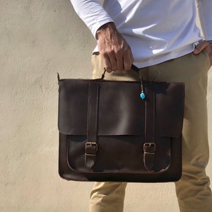 17'' Laptop Bag Leather Messenger Bag Men Leather - Etsy