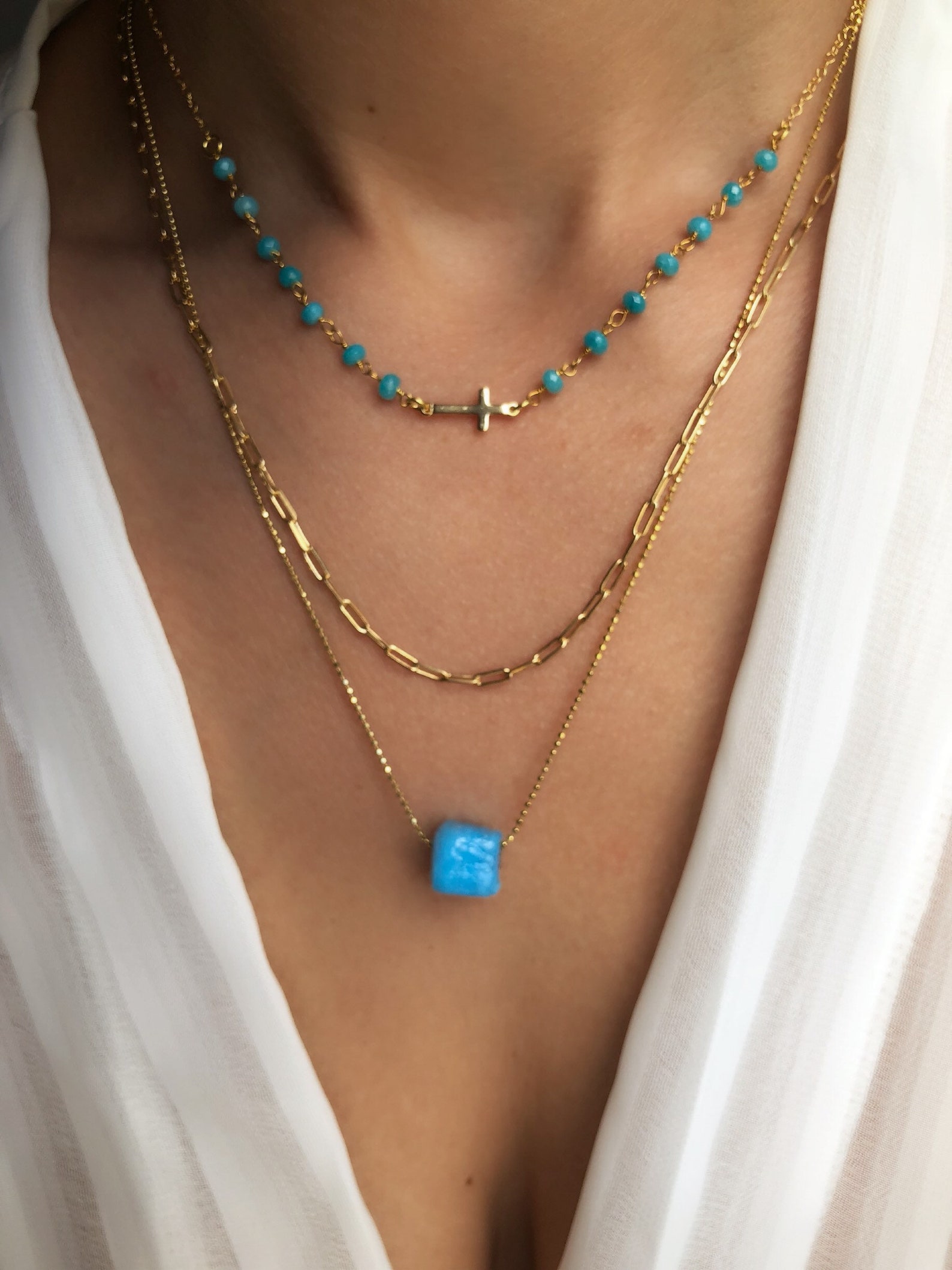 Collana con Croce Collana in Argento Sterling 925 Placcato oro