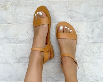 Brown Sandals Women, Leather Slingback Sandals, Summer Sandals, Summer Shoes, Women Shoes, Gift for Her, Made in Greece.