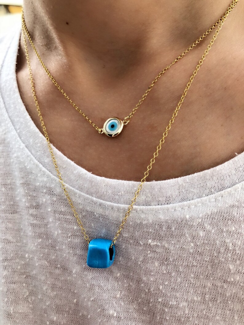 Tiny Evil Eye Necklace Evil Eye Jewelry Evil Eye Pendant Etsy