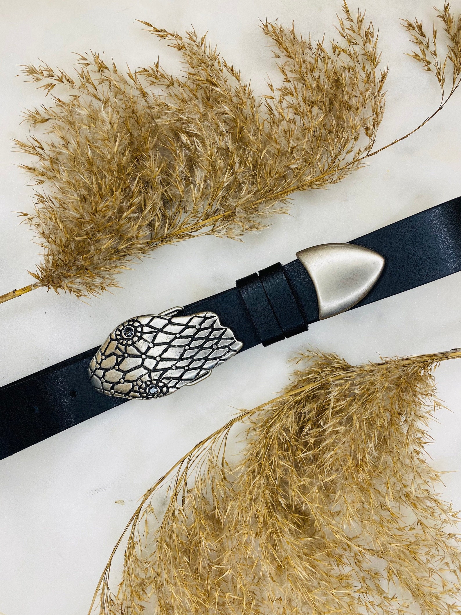 Boho Buckle Belt Women Belt Silver Buckle Belt Black Etsy