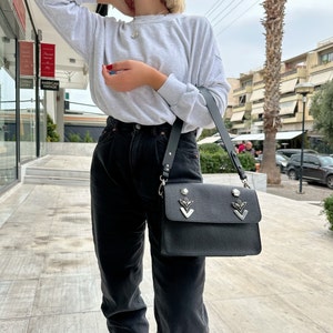 Handmade Black Leather Tote Bag, Black Handbag Purse, Made from Full Grain Leather, Gift for Her - Strictly Elegant