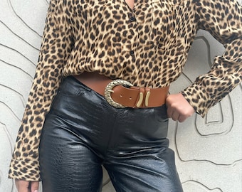Wide Leather Belt, Womens Belt Buckles, Brown Leather Belt, Large Buckle Belt, Made in Greece.