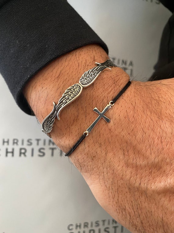 Buy Bracelet Silver Cross Bracelet Mens Braided Bracelet Online in India   Etsy