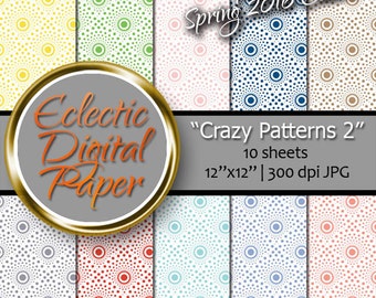 Digital Paper Crazy Pattern 2, Eye Popping Digital Paper Pattern, Colorful Digital Paper Pack - - Personal & Commercial Use INSTANT DOWNLOAD