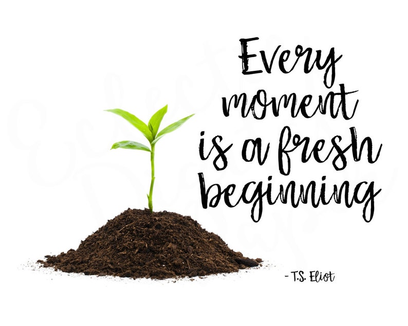 Beginnings Print, Every Moment is a Fresh Beginning Poster, Plant Print
