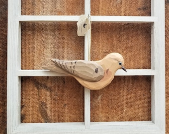 Hand Carved Bird Ornament ( Mourning Dove )