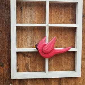 Hand Carved Bird Ornament ( Male Cardinal)