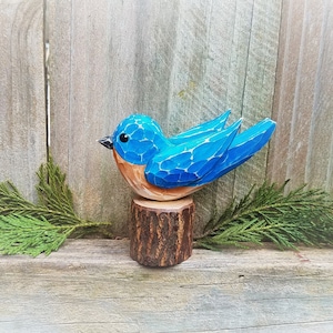 BlueBird Carved from Pine on Stump