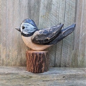 Hand Carved Woodland Bird Chickadee image 3