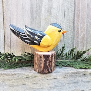 Wood Carved Bird (Gold Finch)