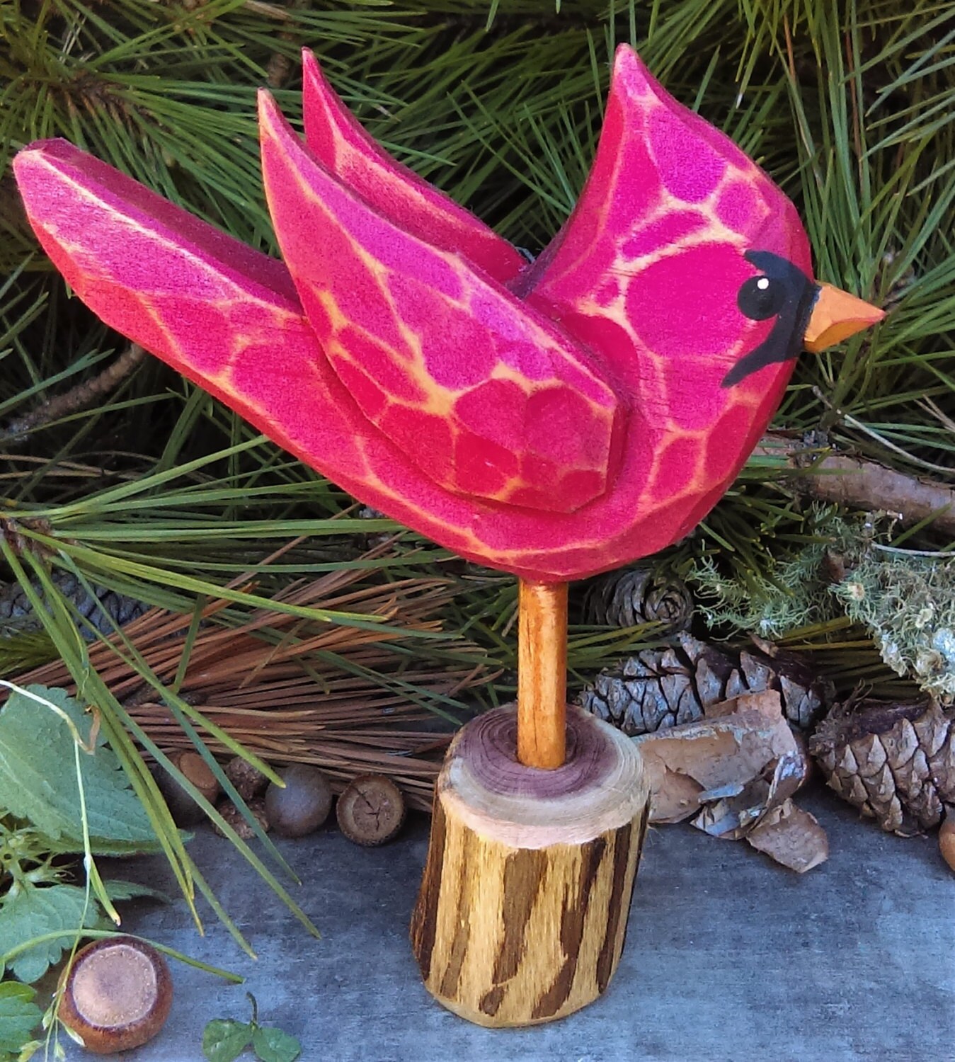 Madera de pájaro tallada Cardinal | Etsy