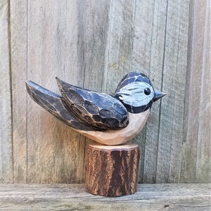 Hand Carved Woodland Bird Chickadee image 2
