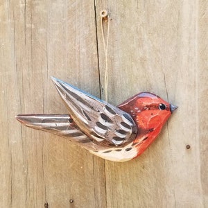 House Finch Wood Carved Ornament