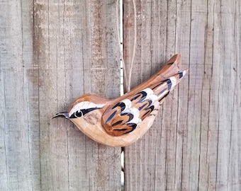 Hand Carved Carolina Wren Ornament