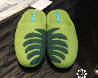 Men's Slippers Custom Made 100% Merino Wool Felted Slippers with Eco-leather sole