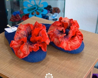 Women's Slippers Custom Made 100% Merino Wool Beautiful Felted Slippers