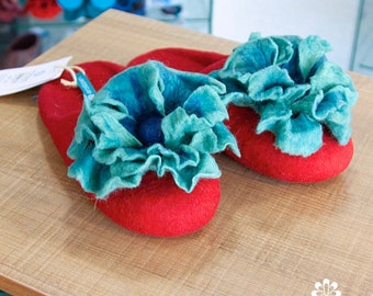 Women's Slippers Custom Made 100% Merino Wool Beautiful Felted Slippers