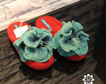 Women's Slippers Custom Made 100% Merino Wool Beautiful Felted Slippers