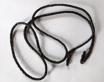 Black plaited leather spectacle cord