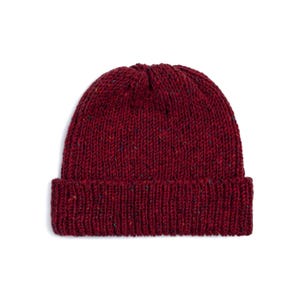 Irish Donegal Tweed Wool Knit Beanie | Red | Made in Ireland