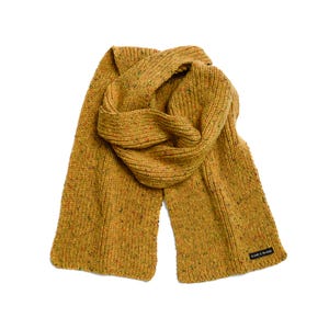 Irish Donegal Tweed Wool Knit Scarf | Yellow | Made in Ireland