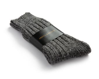 Irish Donegal Tweed Wool Knit Socks | Made in Ireland | Grey