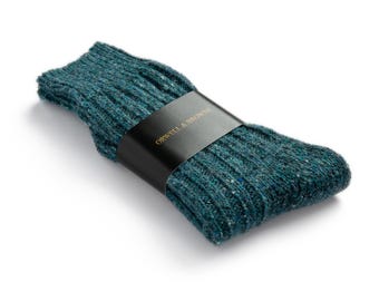Irish Donegal Tweed Wool Knit Socks | Made in Ireland | Turquoise