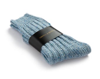 Irish Donegal Tweed Wool Knit Socks | Made in Ireland | Blue