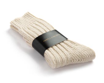Irish Donegal Tweed Wool Knit Socks | Made in Ireland | White