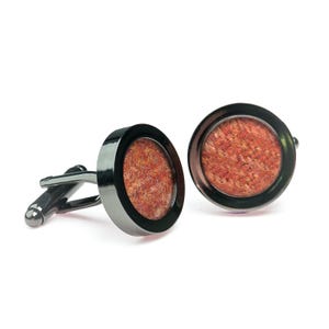 Irish Donegal Tweed Wool Cufflinks | Made in Ireland | Orange