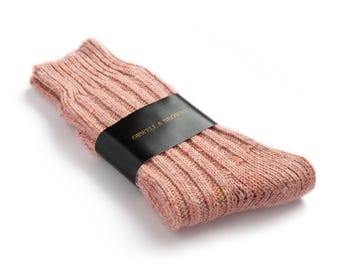 Irish Donegal Tweed Wool Knit Socks | Made in Ireland | Pink