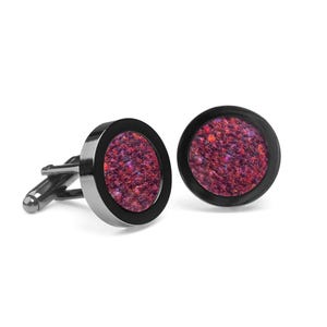 Irish Donegal Tweed Wool Cufflinks | Made in Ireland | Flecked Burgundy