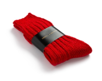 Irish Donegal Tweed Wool Knit Socks | Made in Ireland | Red