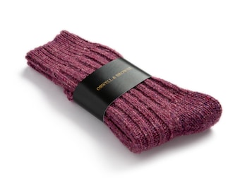 Irish Donegal Tweed Wool Knit Socks | Made in Ireland | Purple