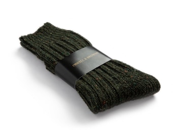 Irish Donegal Tweed Wool Knit Socks | Made in Ireland | Emerald Green