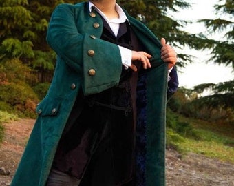 Chaqueta de traje de ante esmeralda Pirata DELUXE