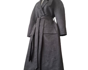 The Pirate Outfitters Epic Trench Coat in Battleship Grey Suede XSmall