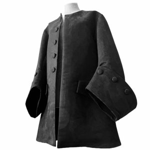 Pirate Coat Pirata TESORO  Black Suede Sailing Jacket Baroque Overcoat Rococo
