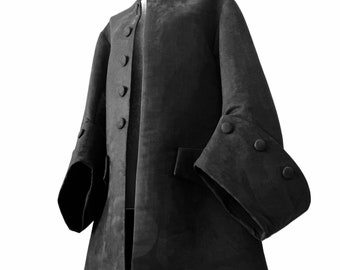 Pirate Coat Pirata TESORO  Black Suede Sailing Jacket Baroque Overcoat Rococo