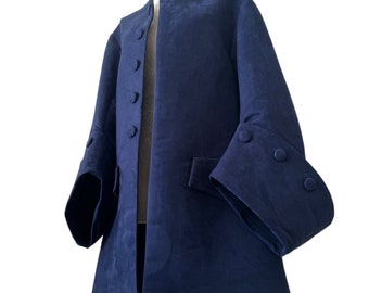 Pirate Coat Pirata TESORO  Midnight Blue Suede Sailing Jacket Baroque Overcoat Rococo