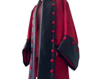 Thr Pirate Outfitters CUSTOM SHOP Tesoro Pirate Coat Cardinal Red and Black Leather