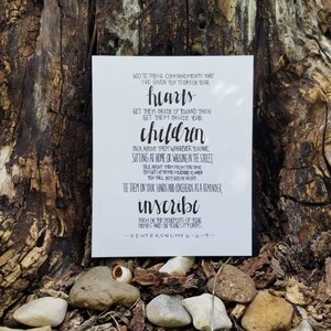 Deuteronomio 6:6-9, 8x10 Impresión Cristiana, Versículo Bíblico, Escritura, El Mensaje, Regalo para mamá, Día de la Madre