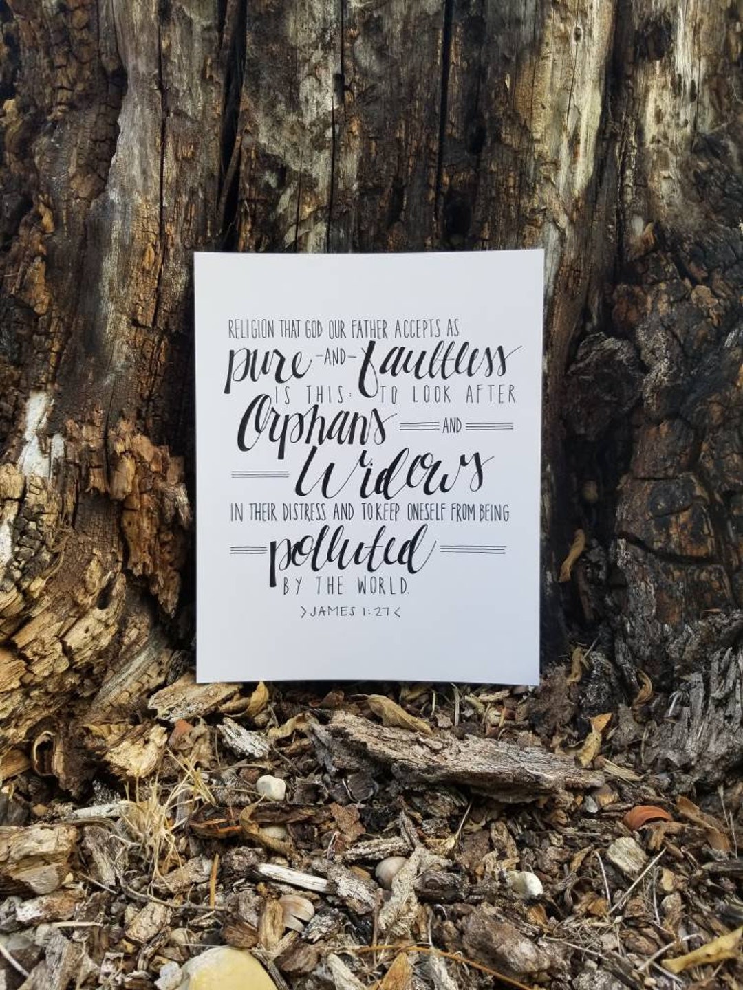Scripture Orphans Hand Lettered Adoption Print, James 1:27, 8x10, Christian Foster Parent ...