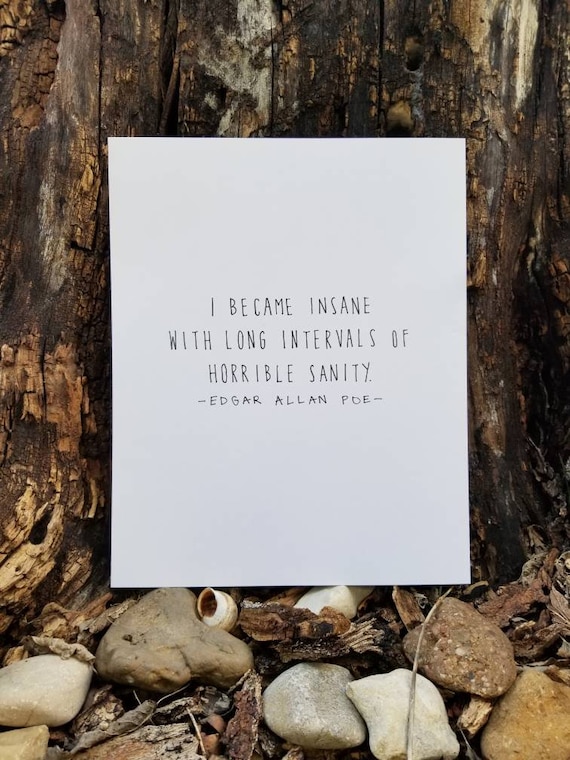 Citation De Poe Folie Sante Mentale Tirage 8 X 10 Decor Etsy France