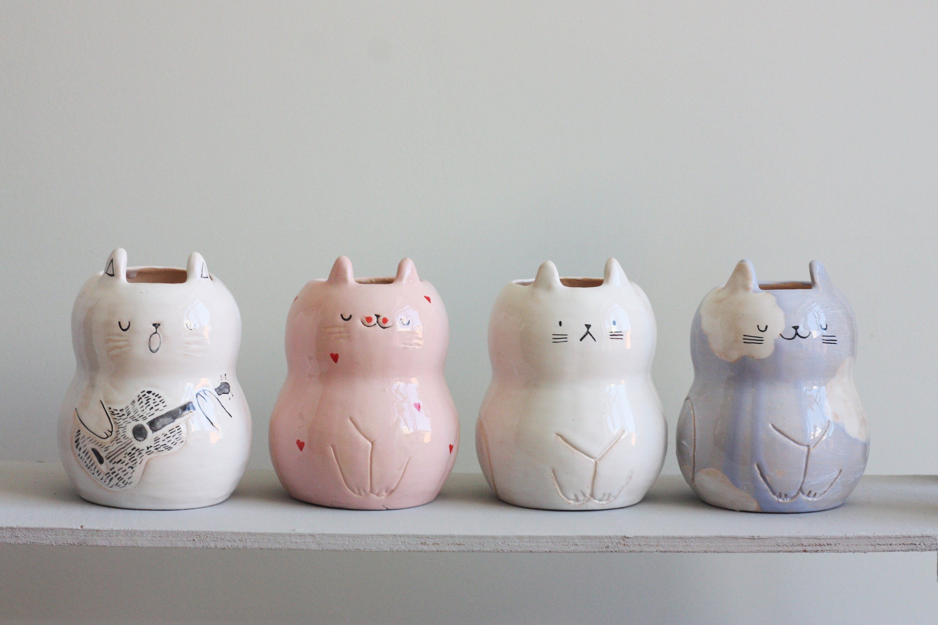 Cat Pen Holder/ Ceramic Pencil Holder/ Teacher Gift/ Cat Etsy