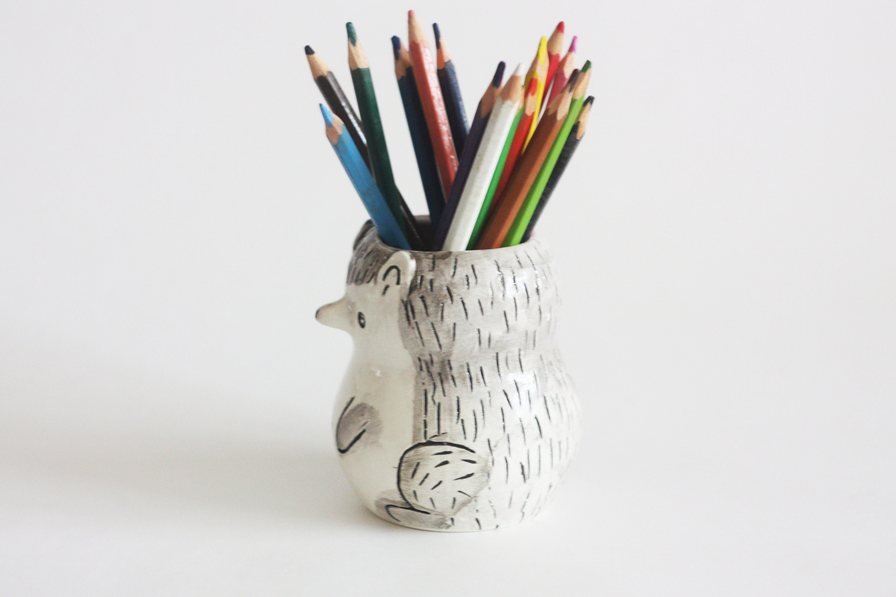 Hedgehog Pen Holder/ Pencil Holder/ Animals Makeup Brushes Etsy